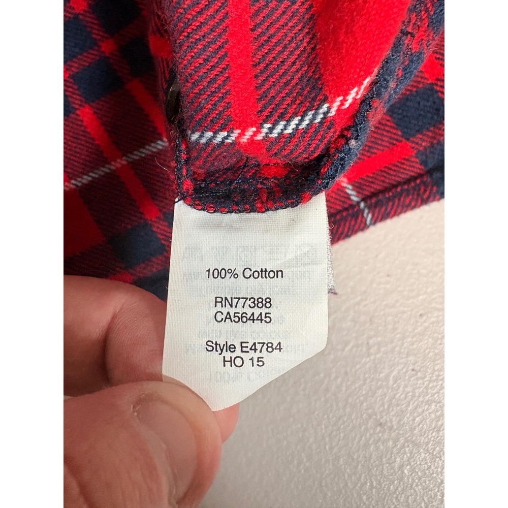 Madewell Womens Red Navy Blue Plaid Flannel Button Down Shirt E4784 Size S - Picture 4 of 4